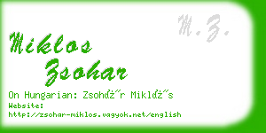 miklos zsohar business card